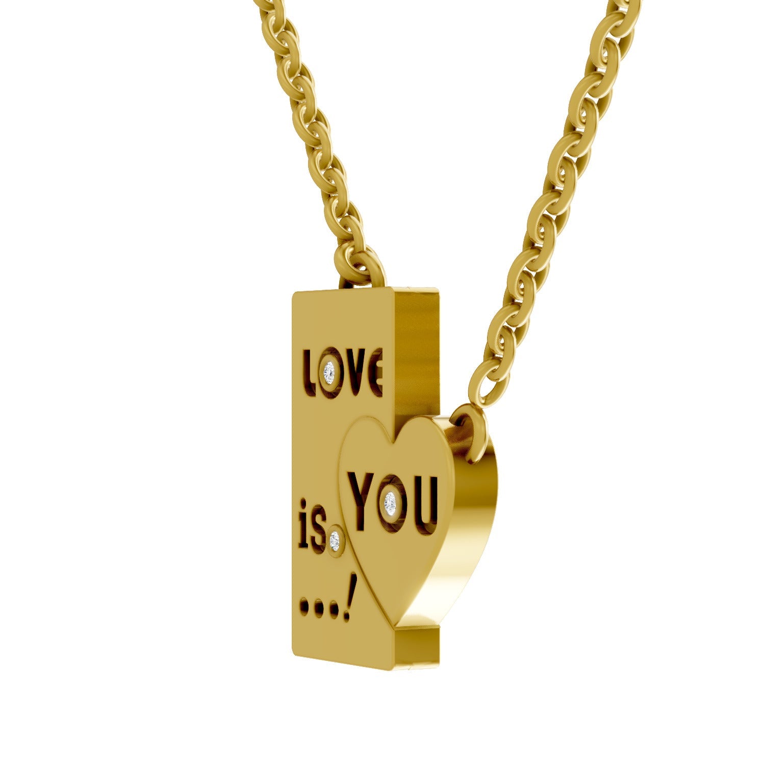 0.01 Carat| 925 Sterling Silver Gold Plated Heart Pendant Necklace