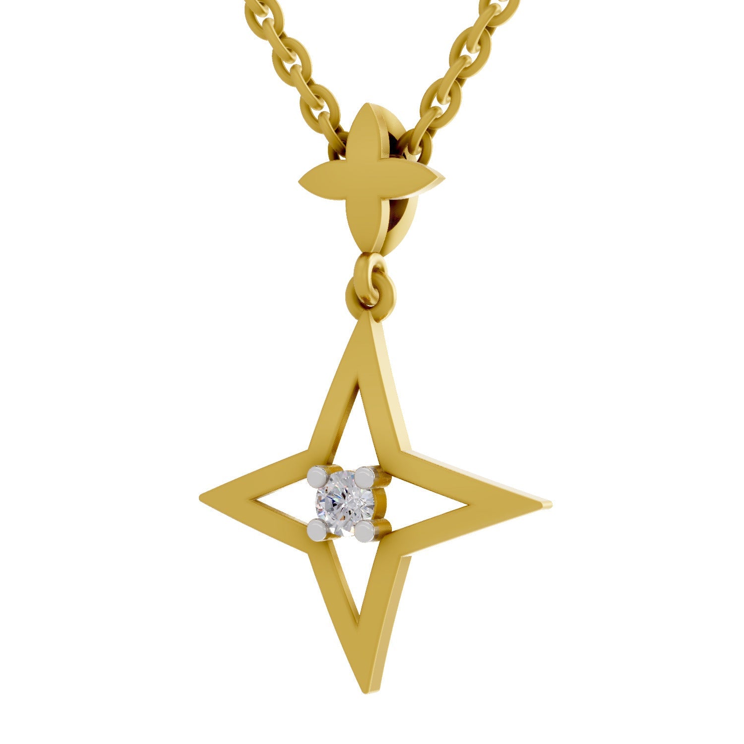 0.08 Round Shape | 925 Sterling Silver Gold Plated Star Pendant Necklace