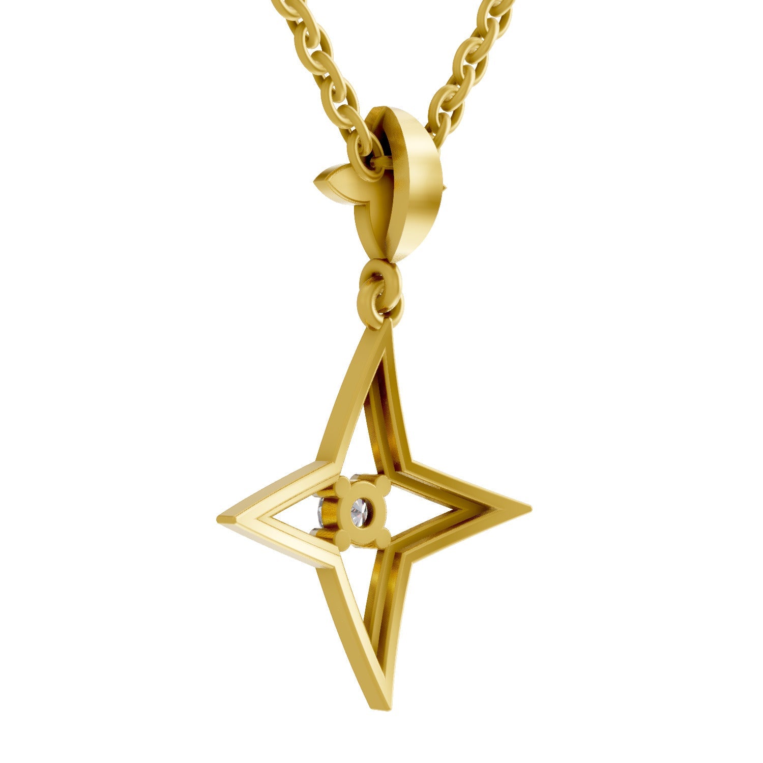 0.08 Round Shape | 925 Sterling Silver Gold Plated Star Pendant Necklace