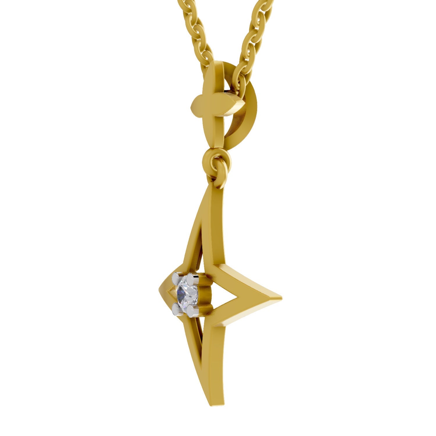 0.08 Round Shape | 925 Sterling Silver Gold Plated Star Pendant Necklace