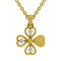 0.08 Round Shape | 925 Sterling Silver Gold Plated Floral Pendant Necklace