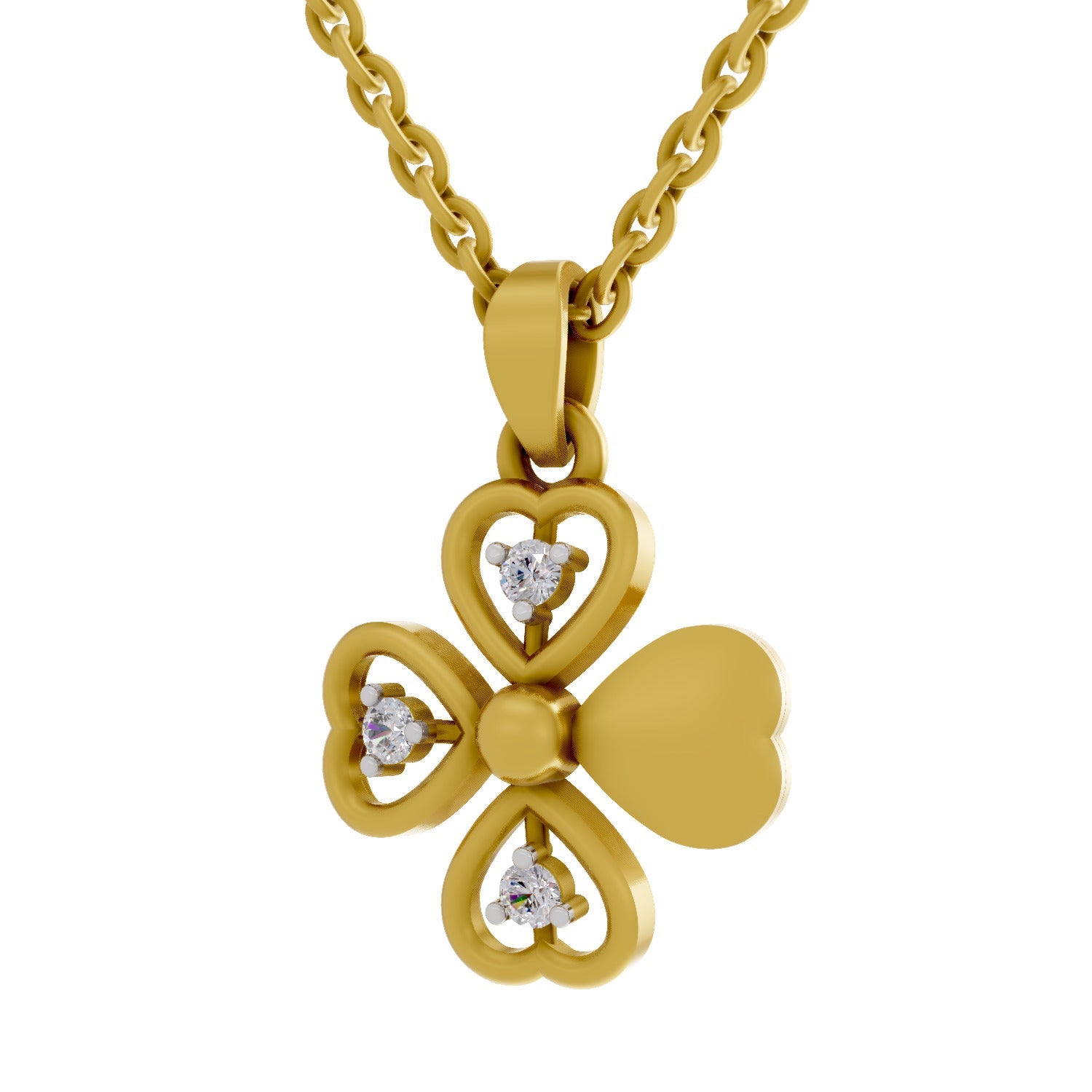0.08 Round Shape | 925 Sterling Silver Gold Plated Floral Pendant Necklace