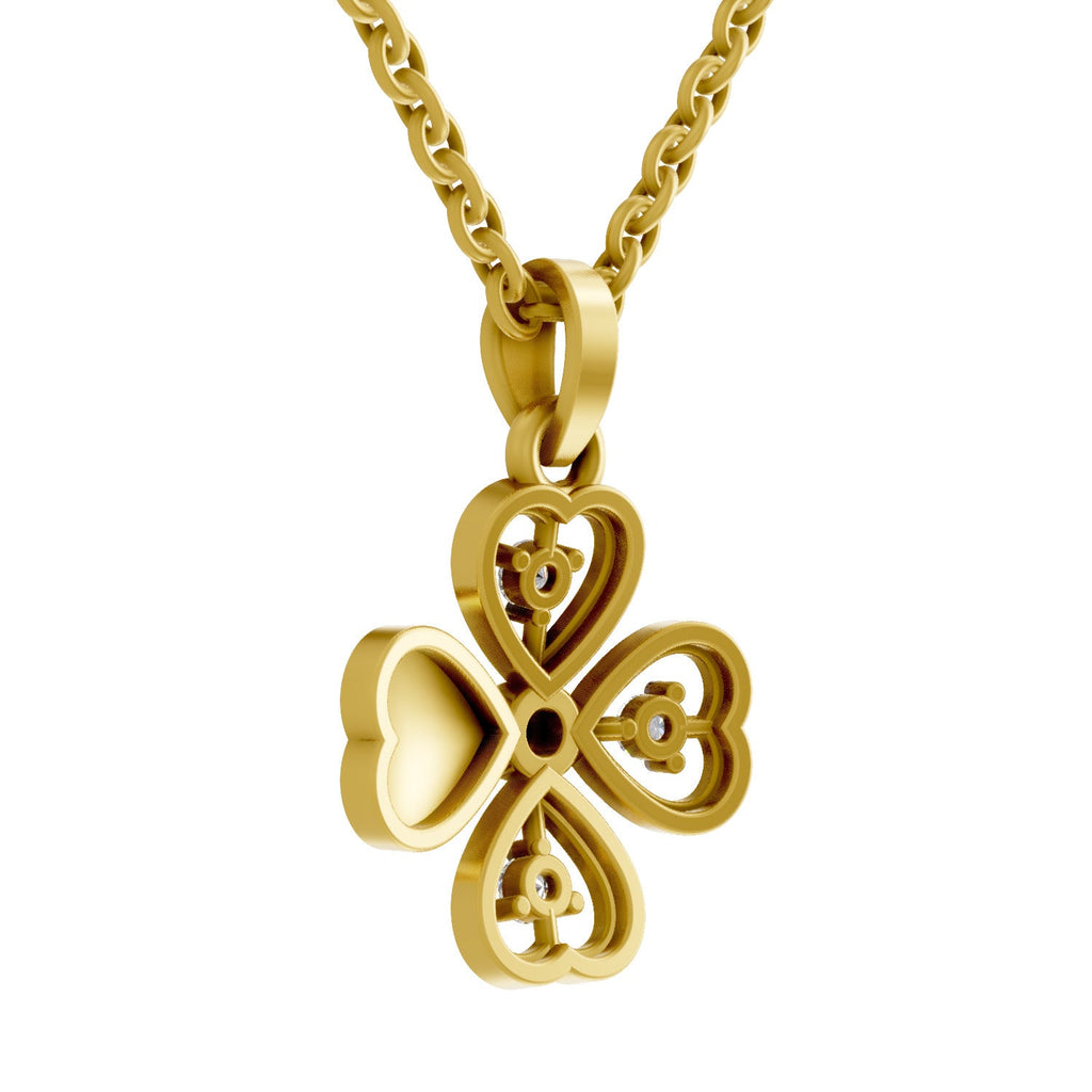 0.08 Round Shape | 925 Sterling Silver Gold Plated Floral Pendant Necklace