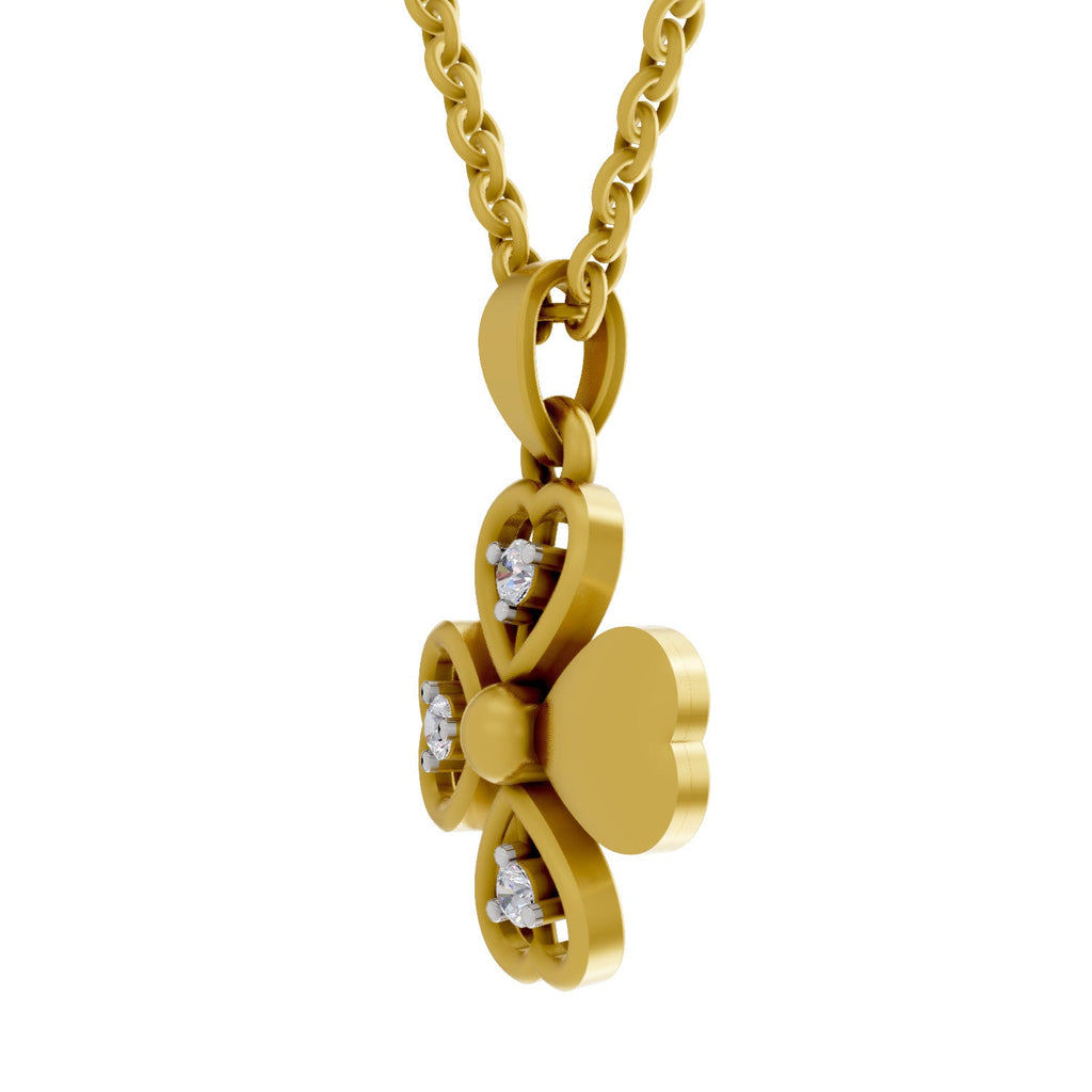 0.08 Round Shape | 925 Sterling Silver Gold Plated Floral Pendant Necklace