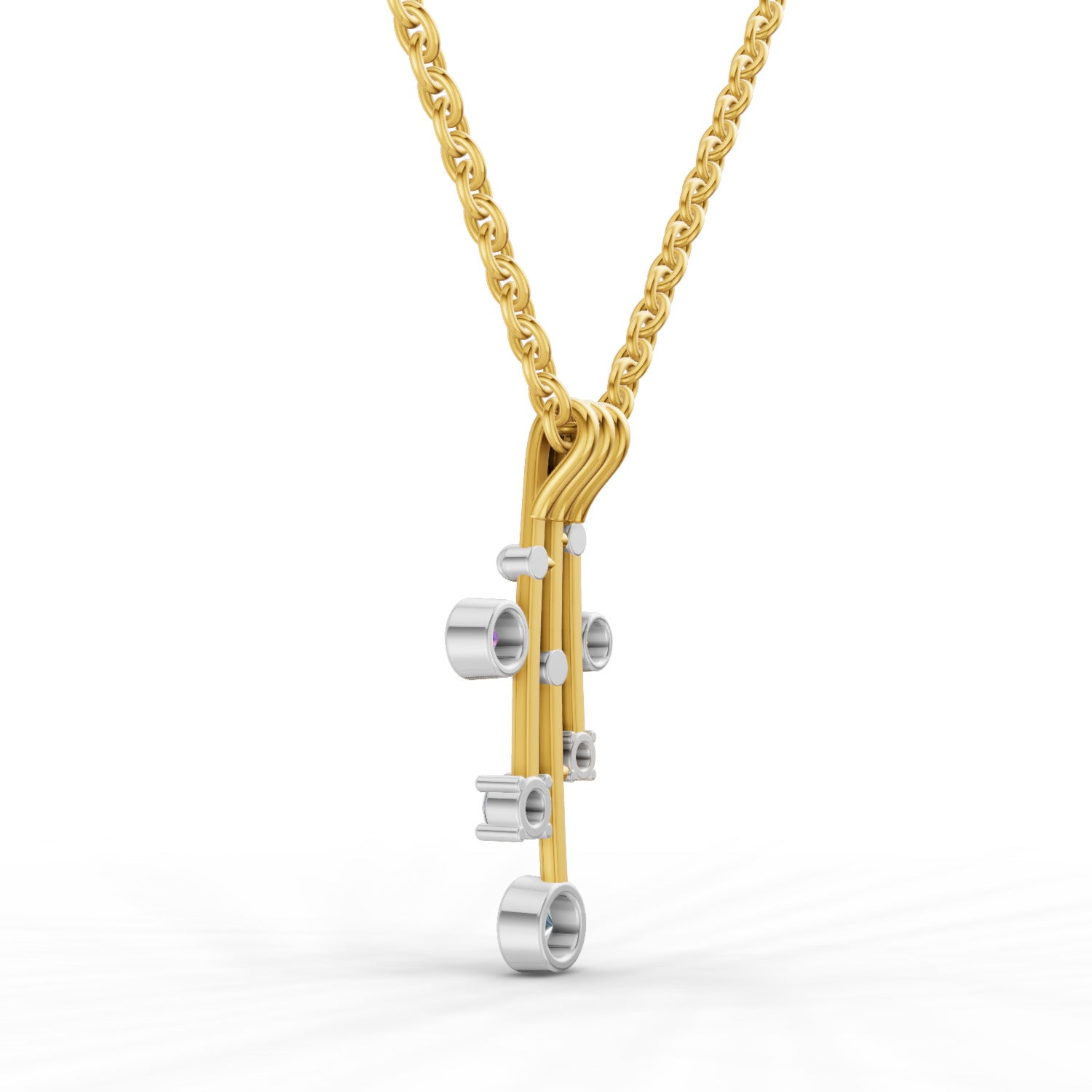 0.1 Round Shape | 925 Sterling Silver Gold Plated Fancy Pendant Necklace