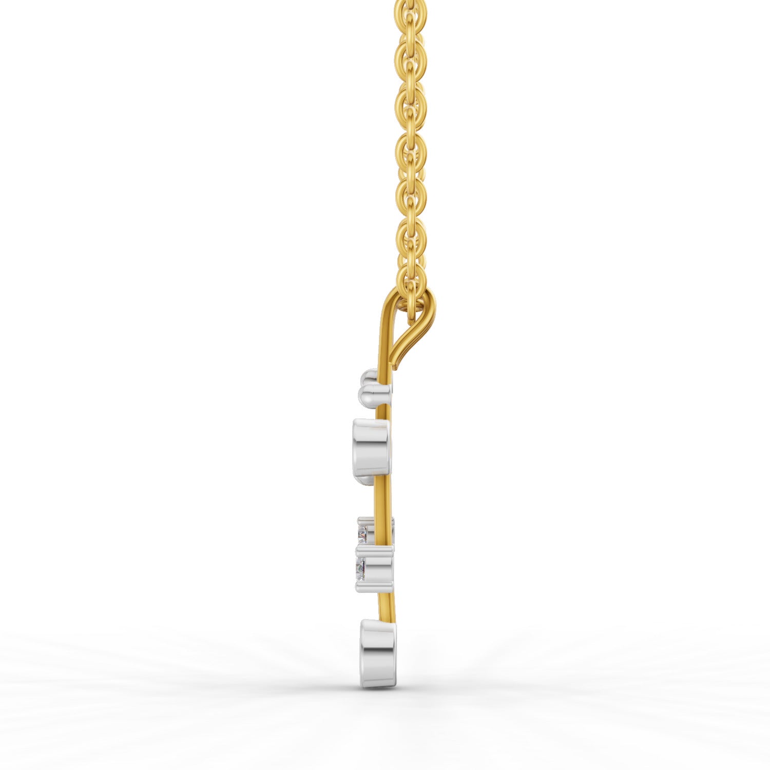 0.1 Round Shape | 925 Sterling Silver Gold Plated Fancy Pendant Necklace