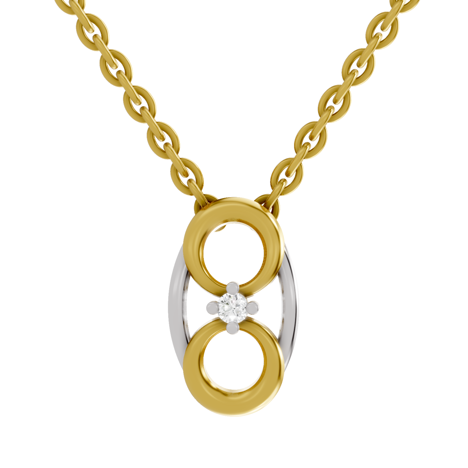 0.01 Carat| 925 Sterling Silver Gold Plated Fashion Pendant Necklace
