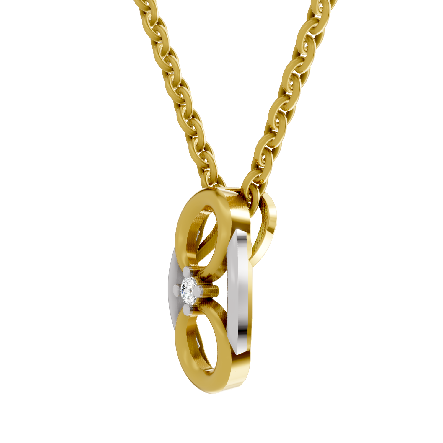 0.01 Carat| 925 Sterling Silver Gold Plated Fashion Pendant Necklace