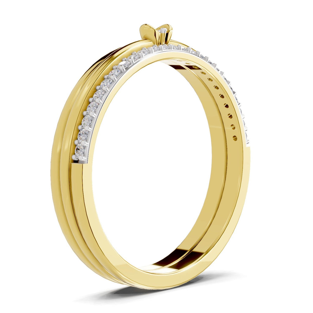 0.13 Ct Round Shape | 925 Sterling Silver Gold Plated Band Ring