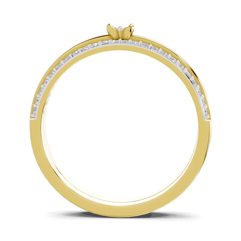 0.13 Ct Round Shape | 925 Sterling Silver Gold Plated Band Ring