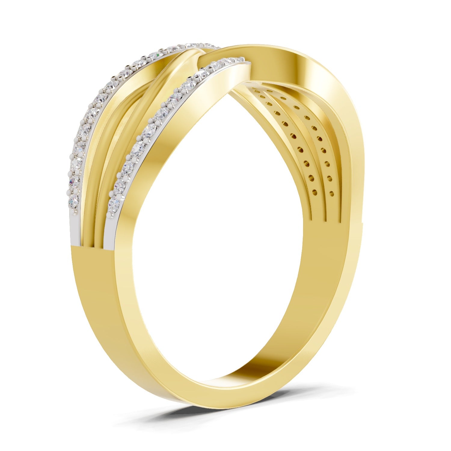 0.24 Ct Round Shape | 925 Sterling Silver Gold Plated Infinity Ring