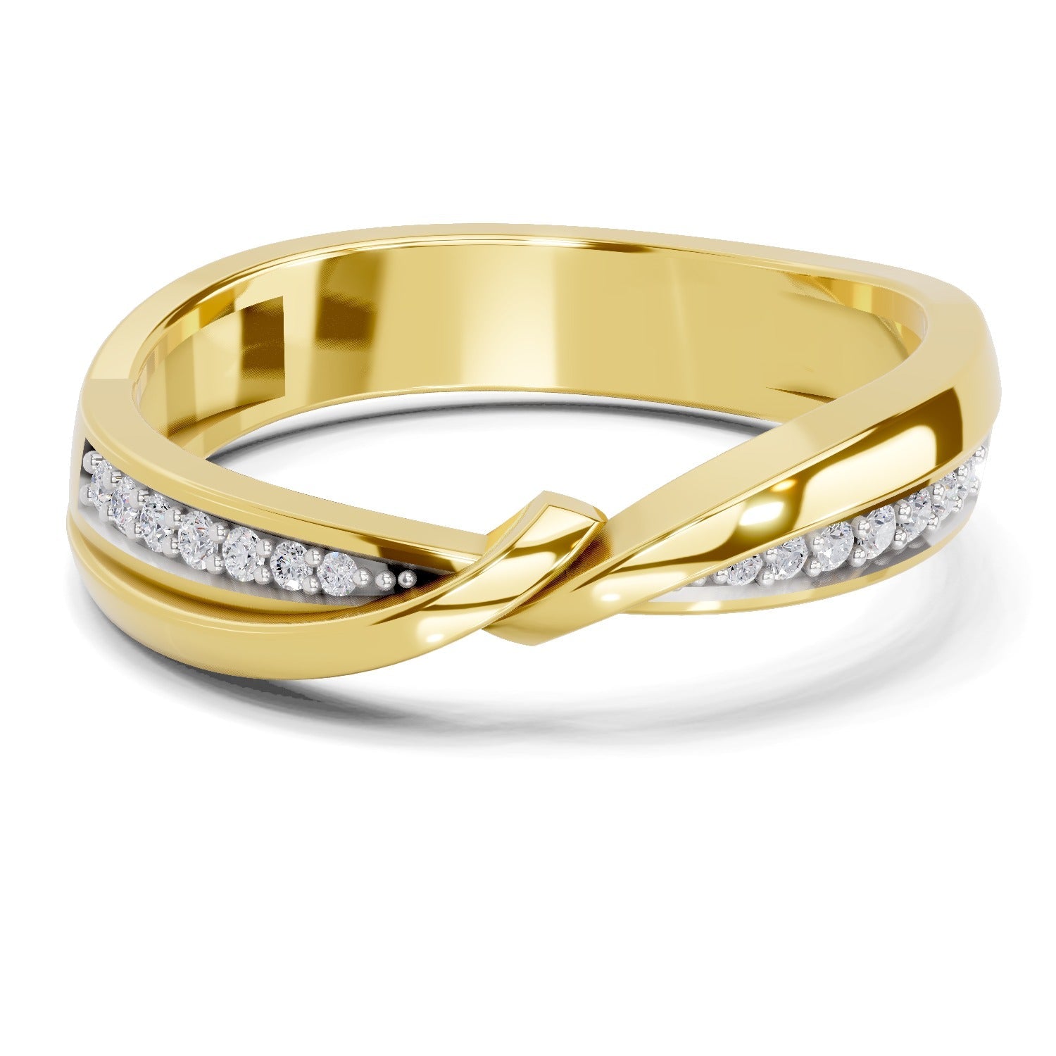 0.09 Ct Round Shape | 925 Sterling Silver Gold Plated Infinity Ring