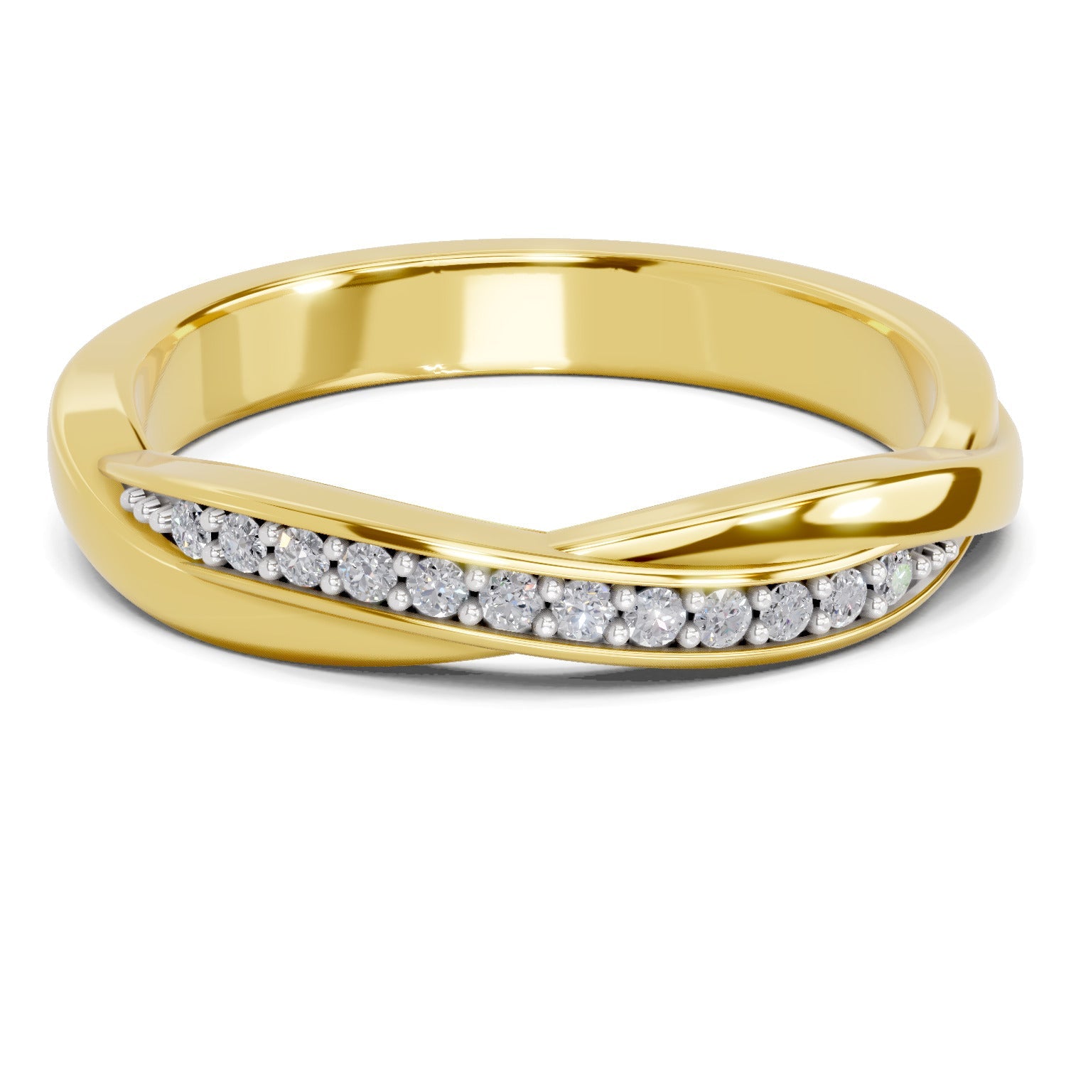 0.1 Ct Round Shape | 925 Sterling Silver Gold Plated Infinity Ring
