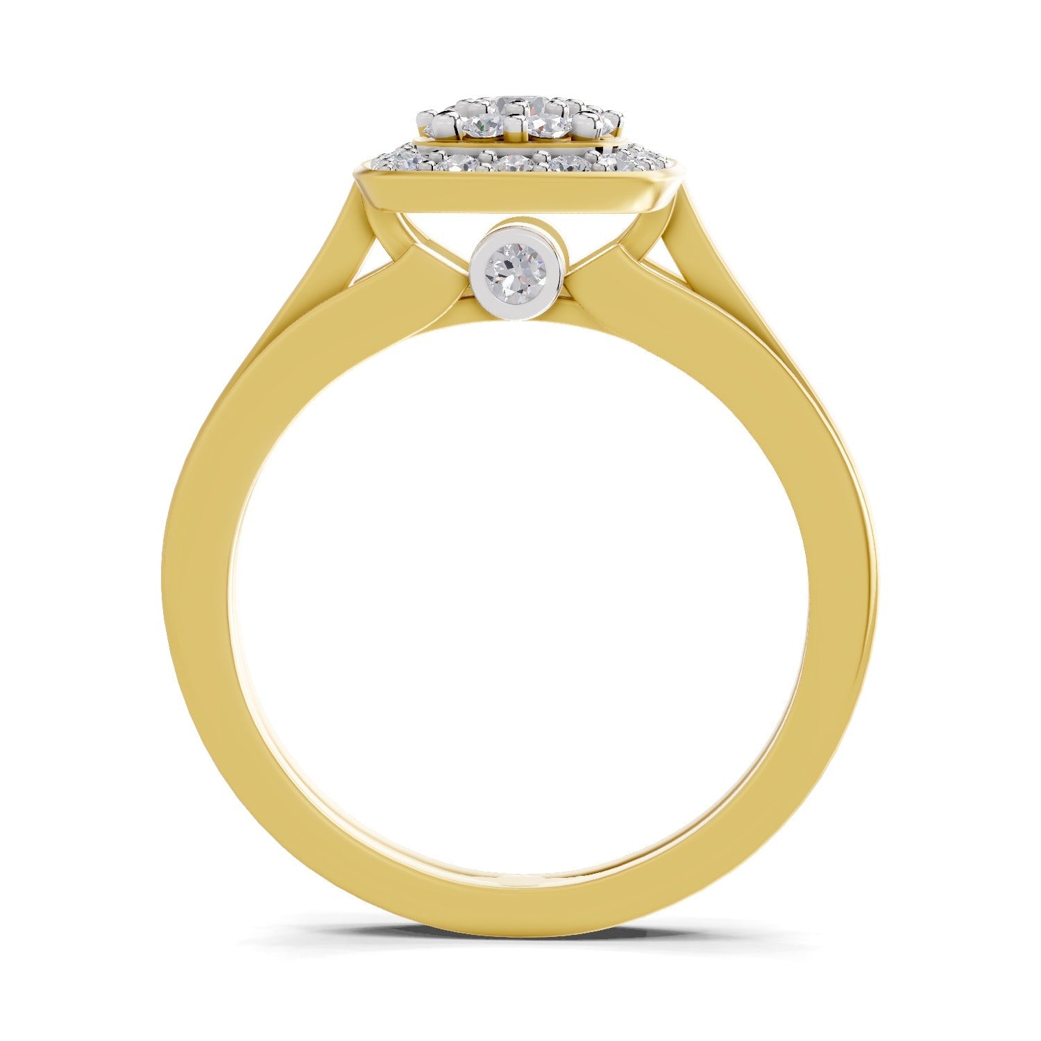 0.39 Ct Round Shape | 925 Sterling Silver Gold Plated Halo Ring