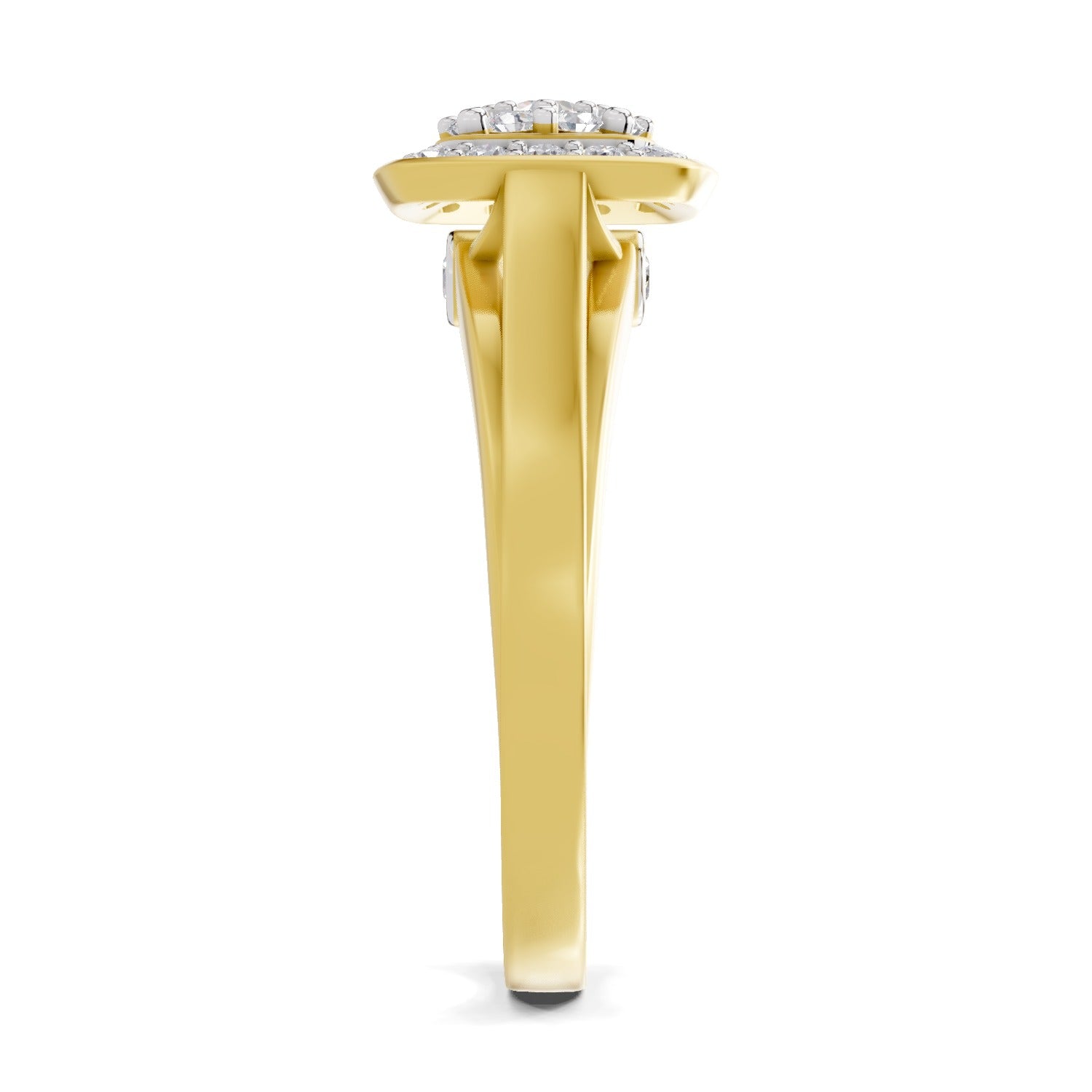 0.39 Ct Round Shape | 925 Sterling Silver Gold Plated Halo Ring