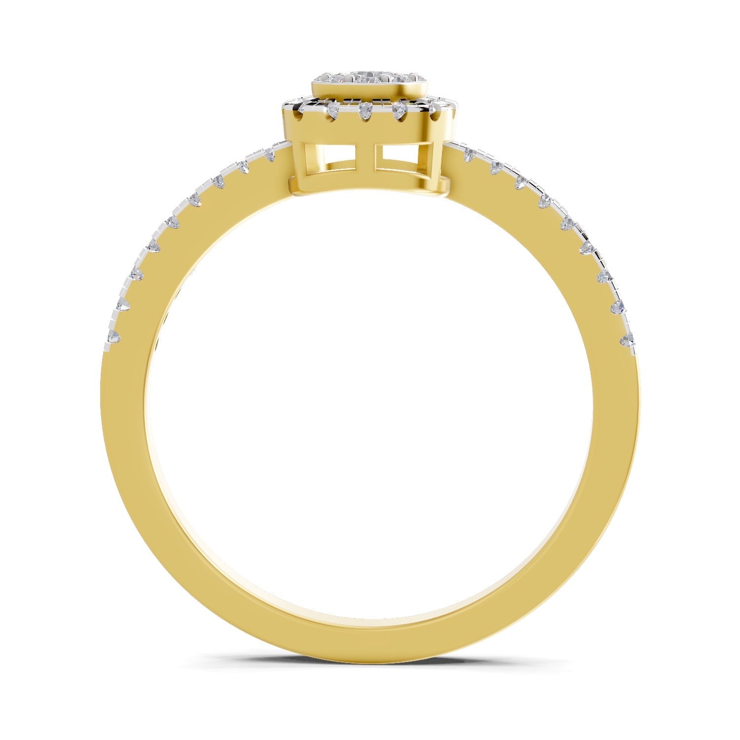 0.33 Ct Round Shape | 925 Sterling Silver Gold Plated Halo Ring