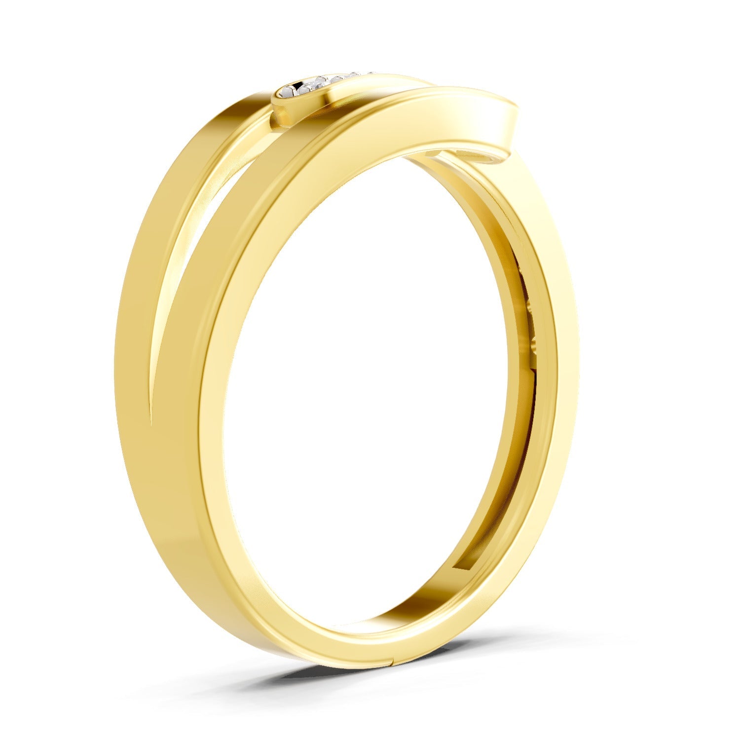 0.17 Ct Round Shape | 925 Sterling Silver Gold Plated Twine Ring