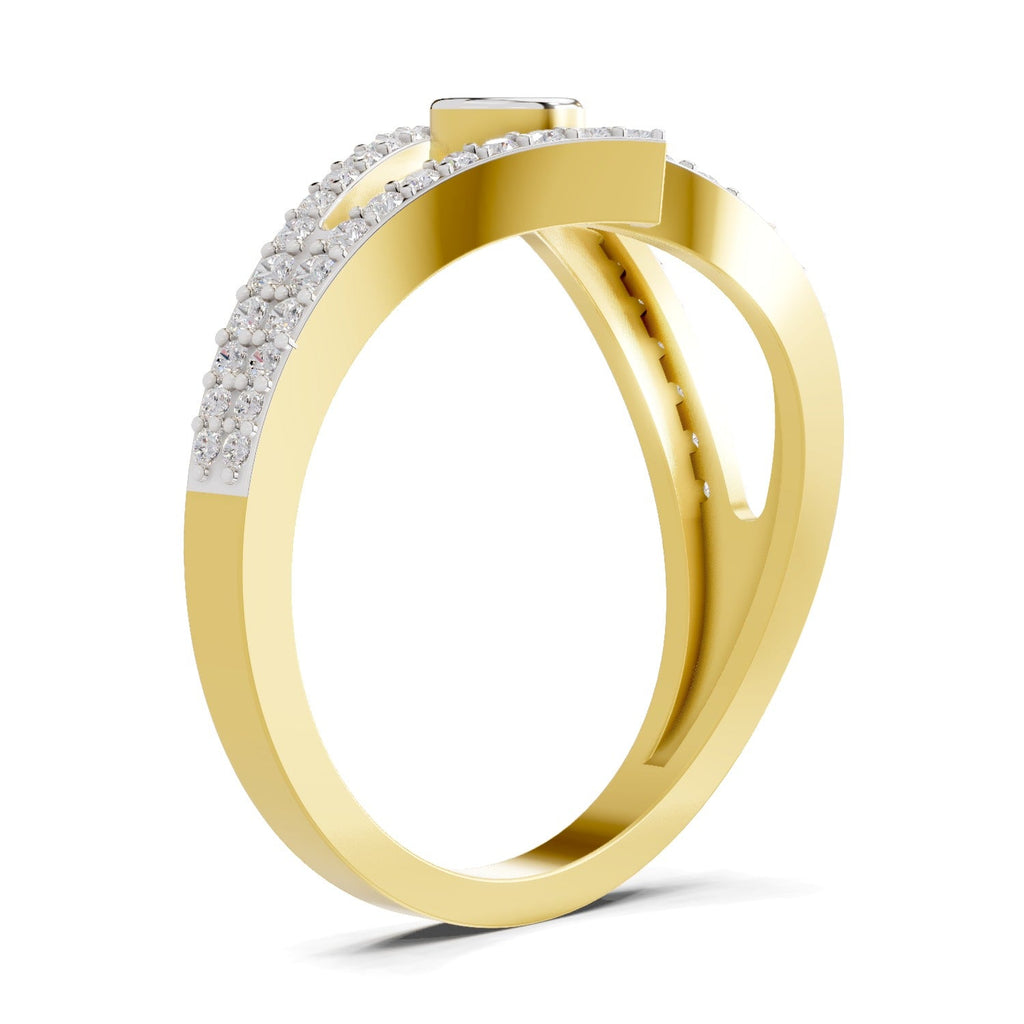 0.46 Ct Round Shape | 925 Sterling Silver Gold Plated Intersect Ring