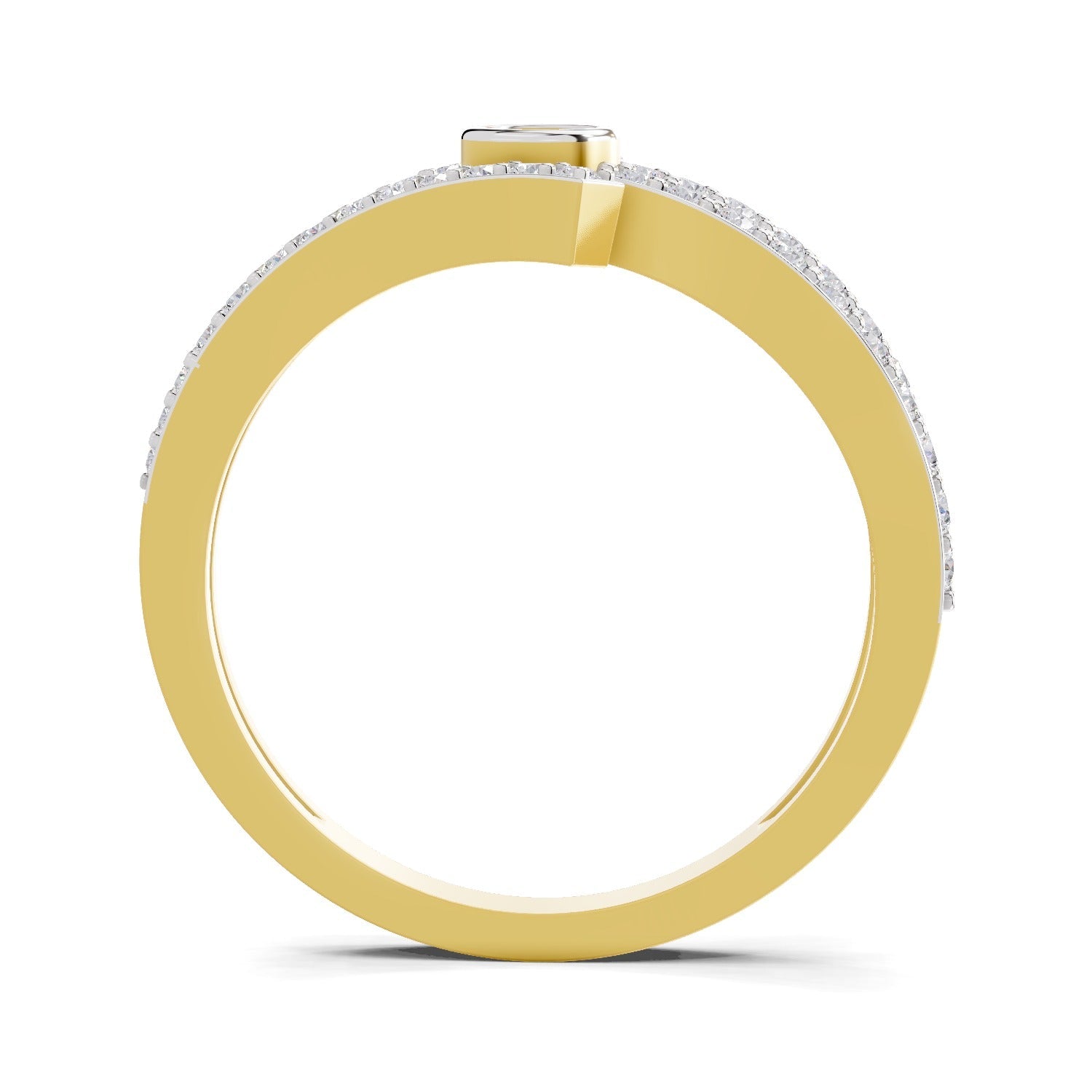 0.46 Ct Round Shape | 925 Sterling Silver Gold Plated Intersect Ring