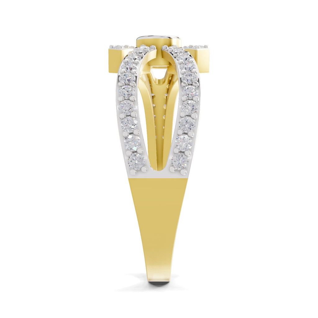 0.46 Ct Round Shape | 925 Sterling Silver Gold Plated Intersect Ring