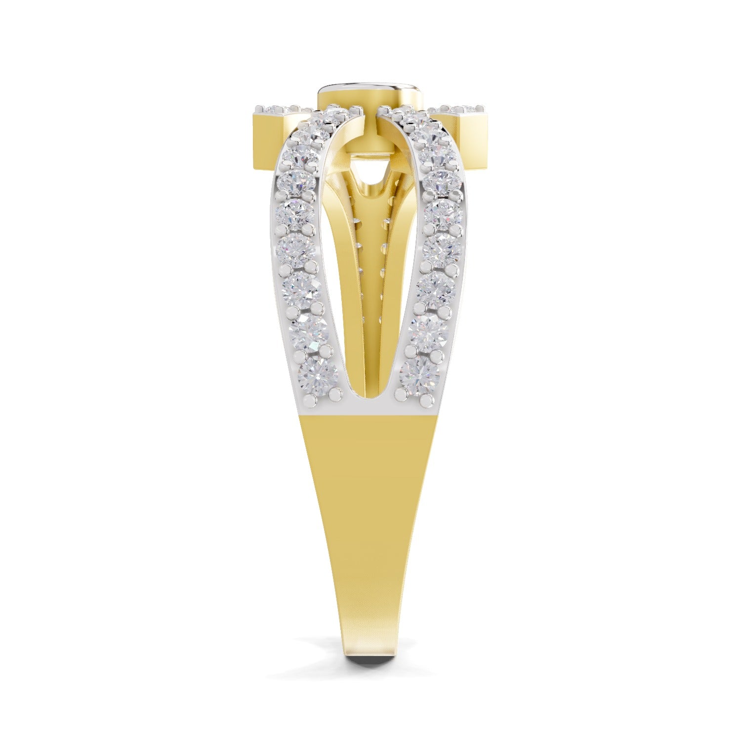 0.46 Ct Round Shape | 925 Sterling Silver Gold Plated Intersect Ring