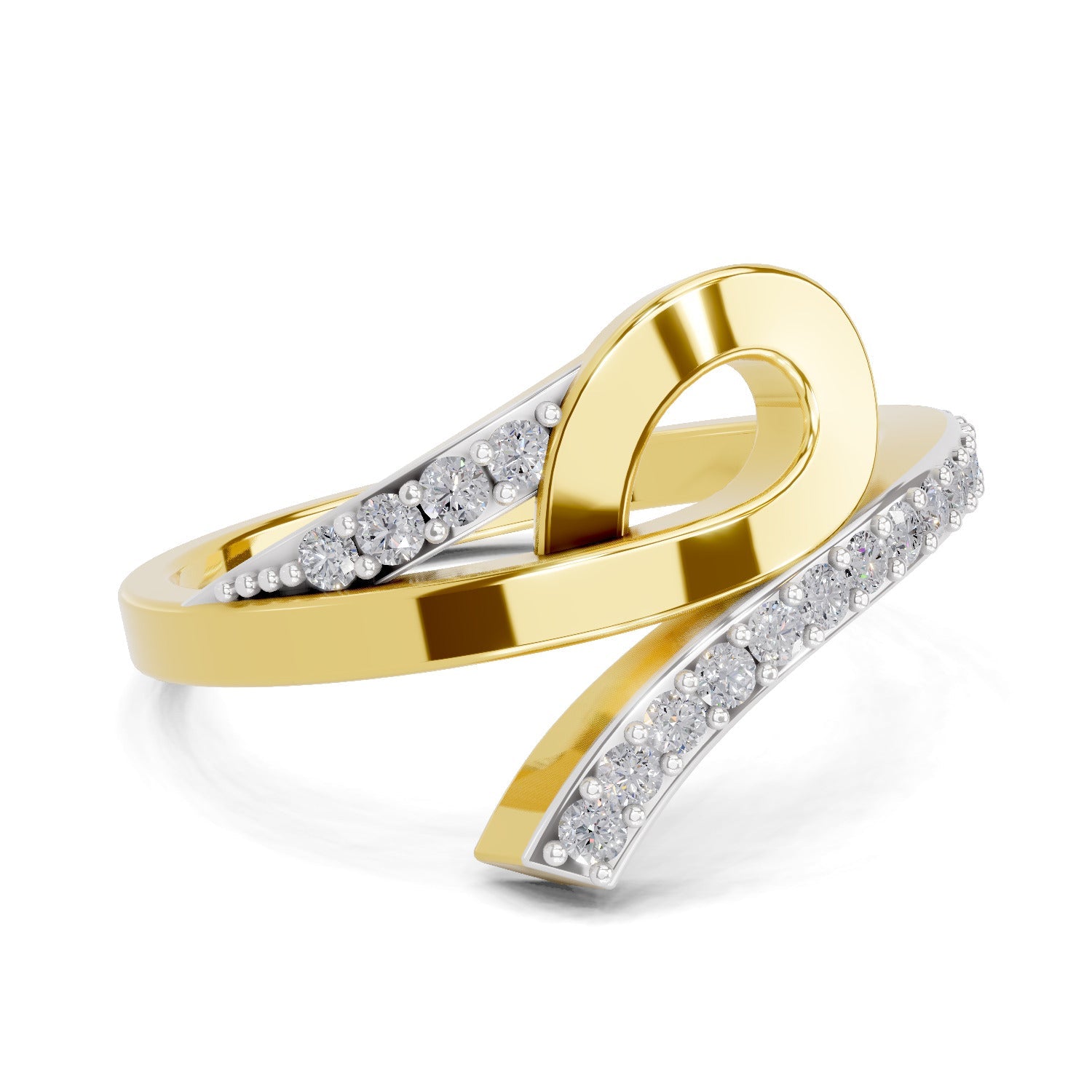 0.21 Ct Round Shape | 925 Sterling Silver Gold Plated Swirl Ring