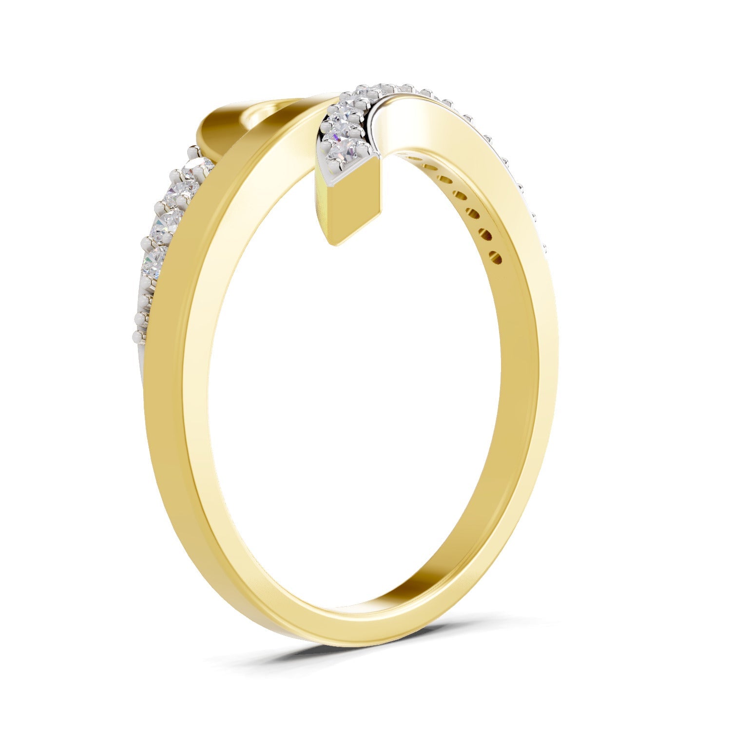 0.21 Ct Round Shape | 925 Sterling Silver Gold Plated Swirl Ring