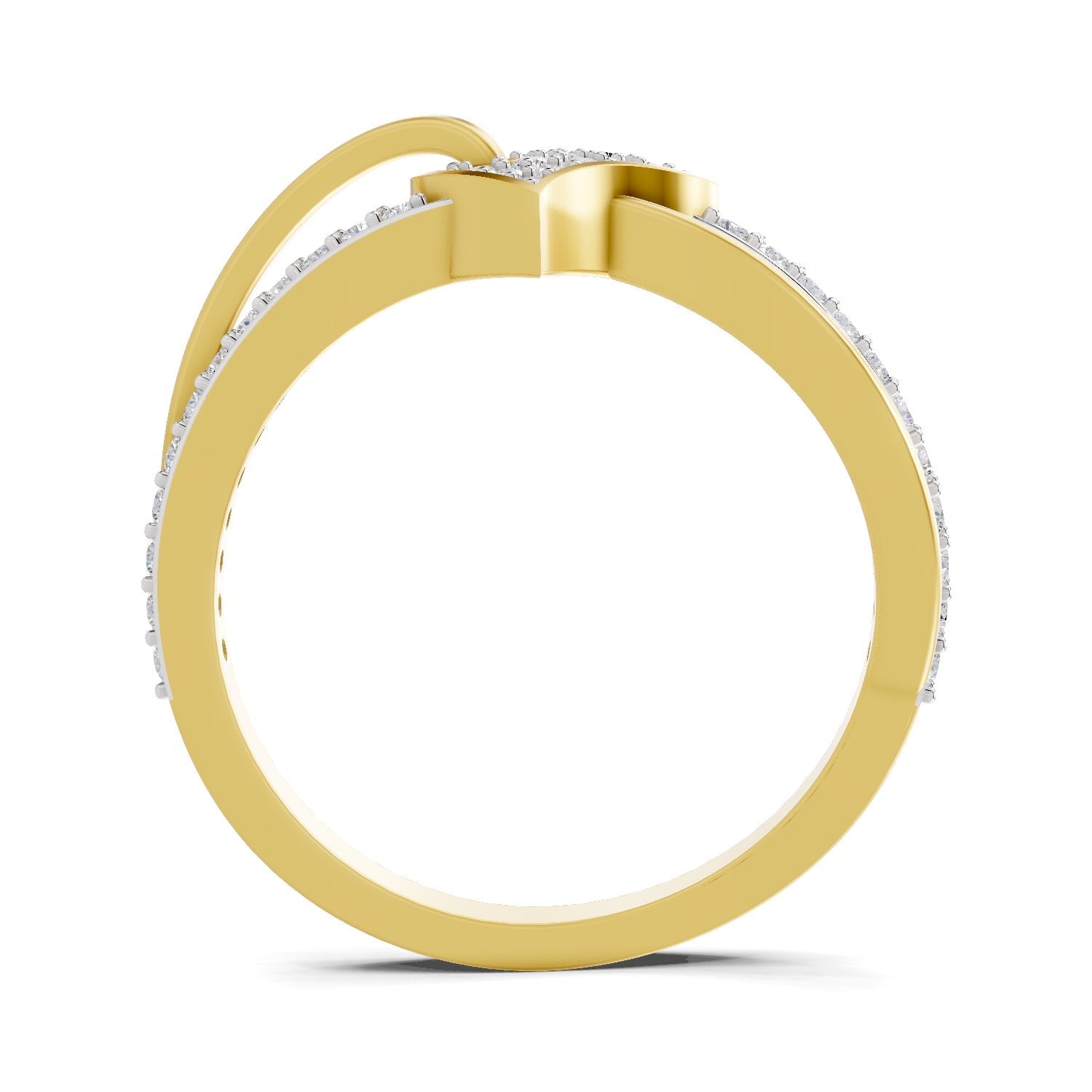 0.32 Ct Round Shape | 925 Sterling Silver Gold Plated Heart Ring