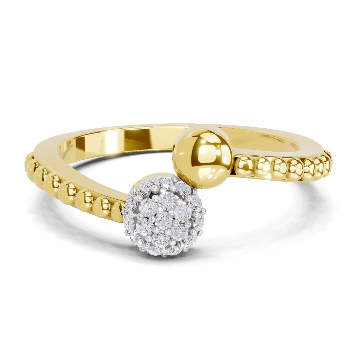 0.13 Ct Round Shape | 925 Sterling Silver Gold Plated Duo Ring