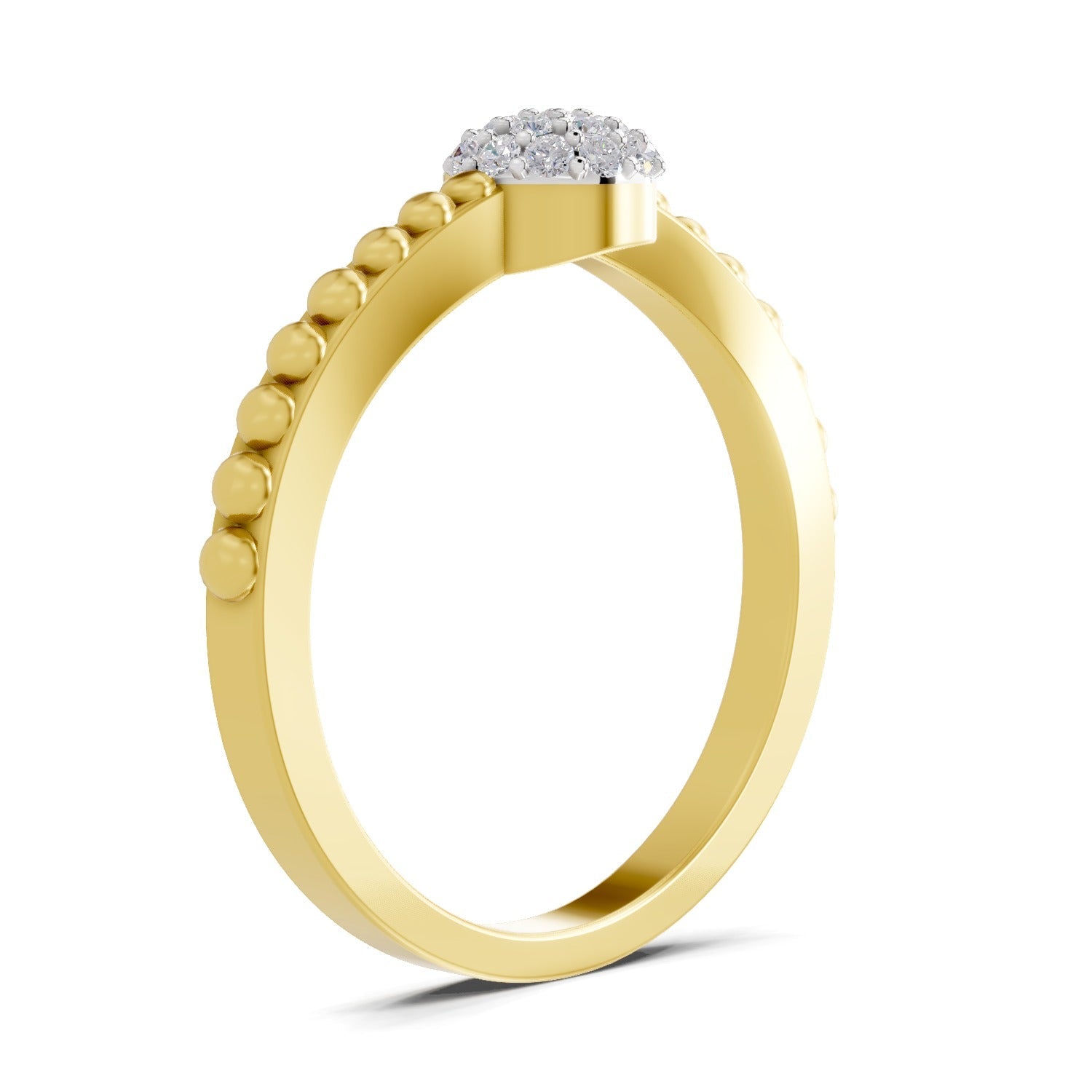 0.13 Ct Round Shape | 925 Sterling Silver Gold Plated Duo Ring