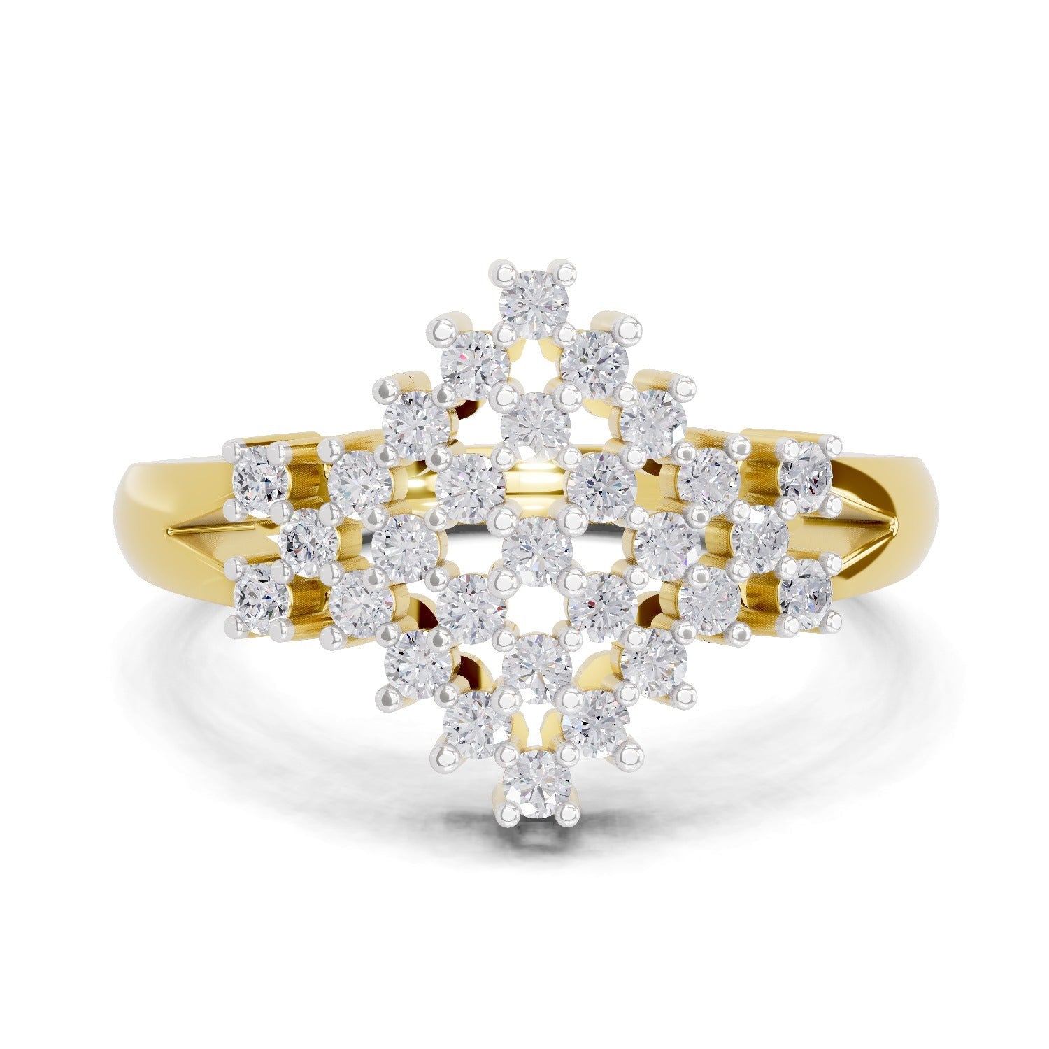 0.41 Ct Round Shape | 925 Sterling Silver Gold Plated Radiant Bloom Ring