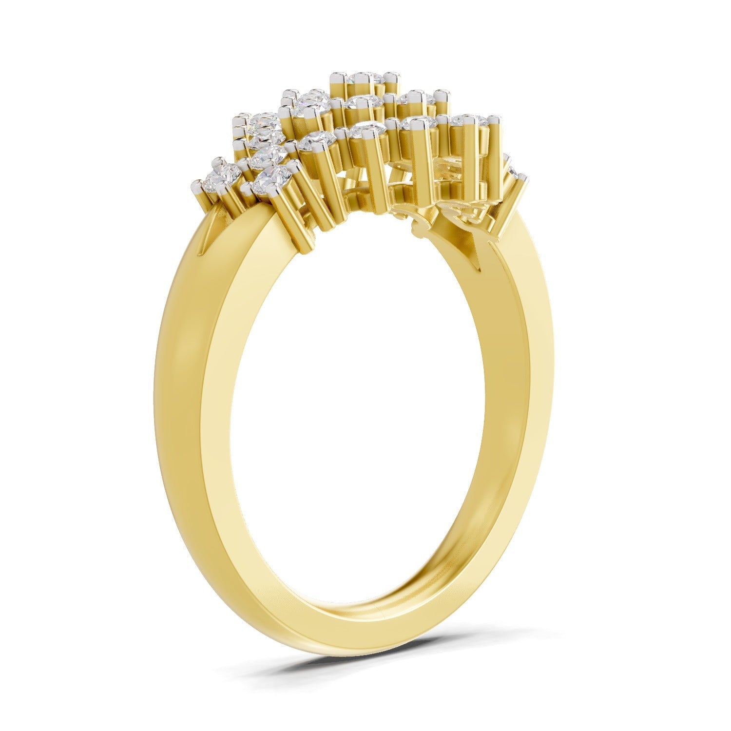 0.41 Ct Round Shape | 925 Sterling Silver Gold Plated Radiant Bloom Ring