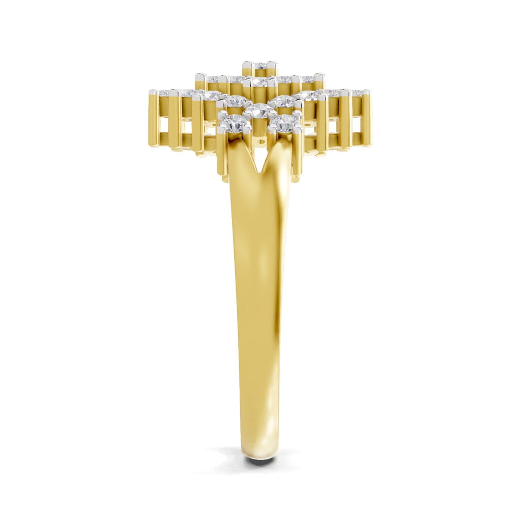 0.41 Ct Round Shape | 925 Sterling Silver Gold Plated Radiant Bloom Ring