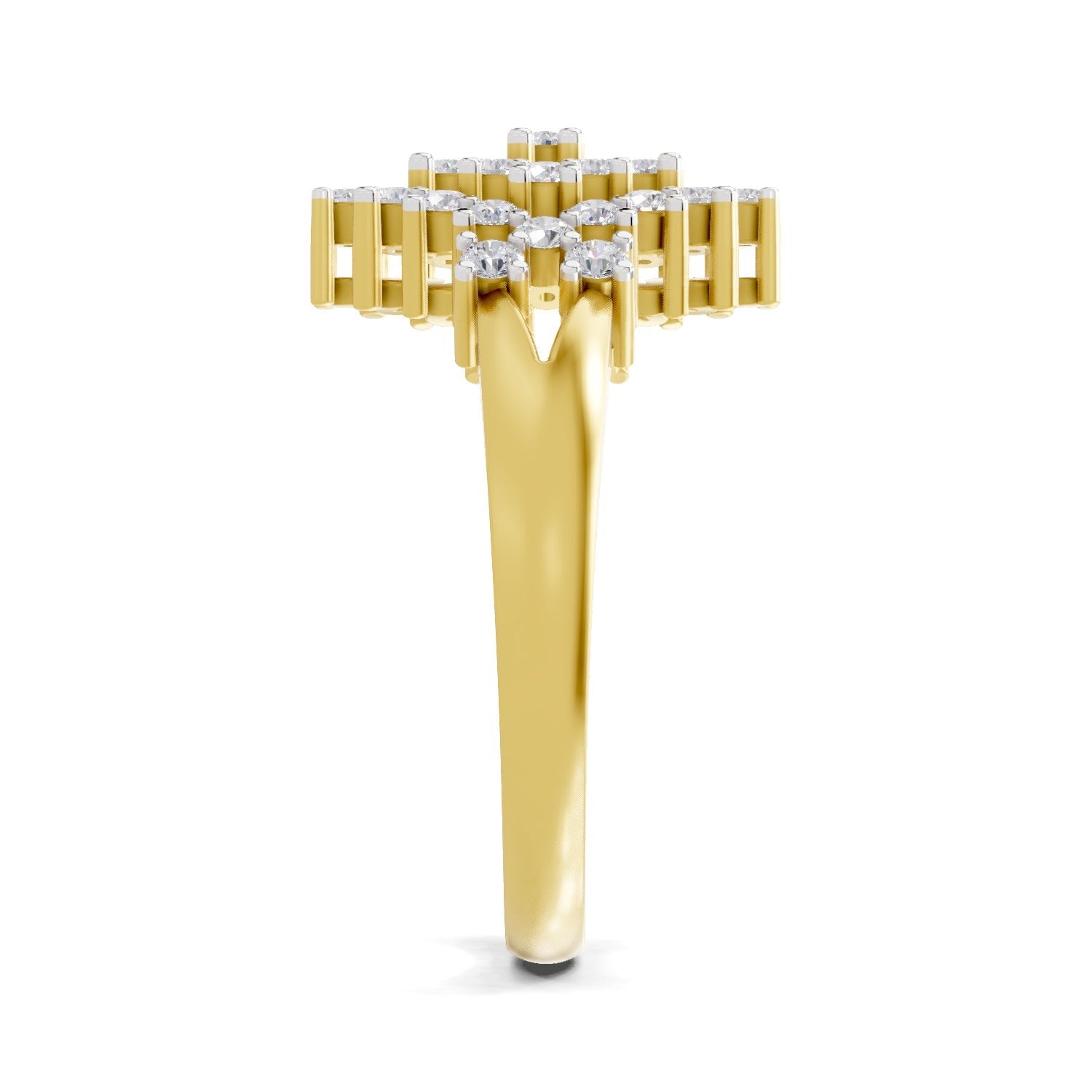 0.41 Ct Round Shape | 925 Sterling Silver Gold Plated Radiant Bloom Ring