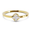 0.07 Ct Round Shape | 925 Sterling Silver Gold Plated Floral Ring