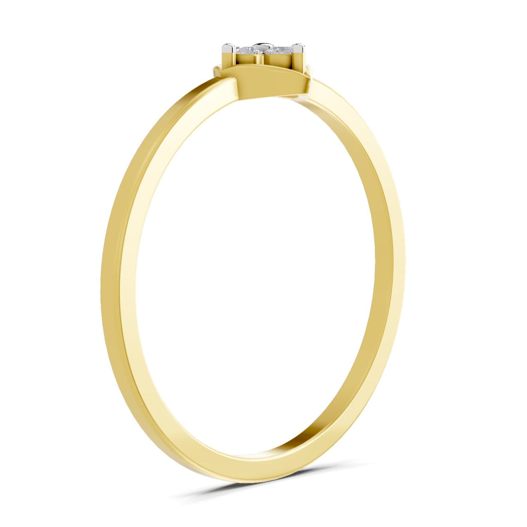 0.07 Ct Round Shape | 925 Sterling Silver Gold Plated Floral Ring