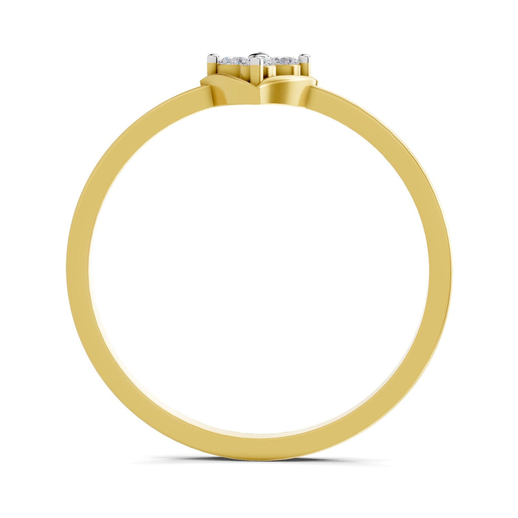 0.07 Ct Round Shape | 925 Sterling Silver Gold Plated Floral Ring