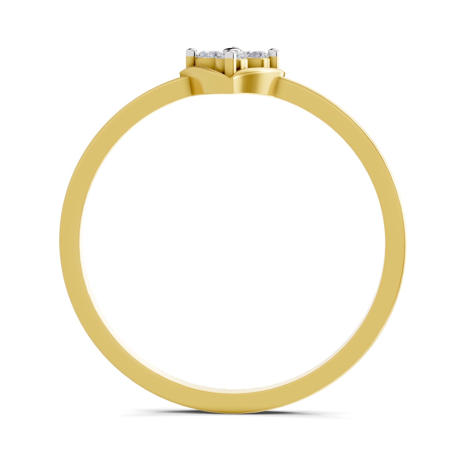 0.07 Ct Round Shape | 925 Sterling Silver Gold Plated Floral Ring