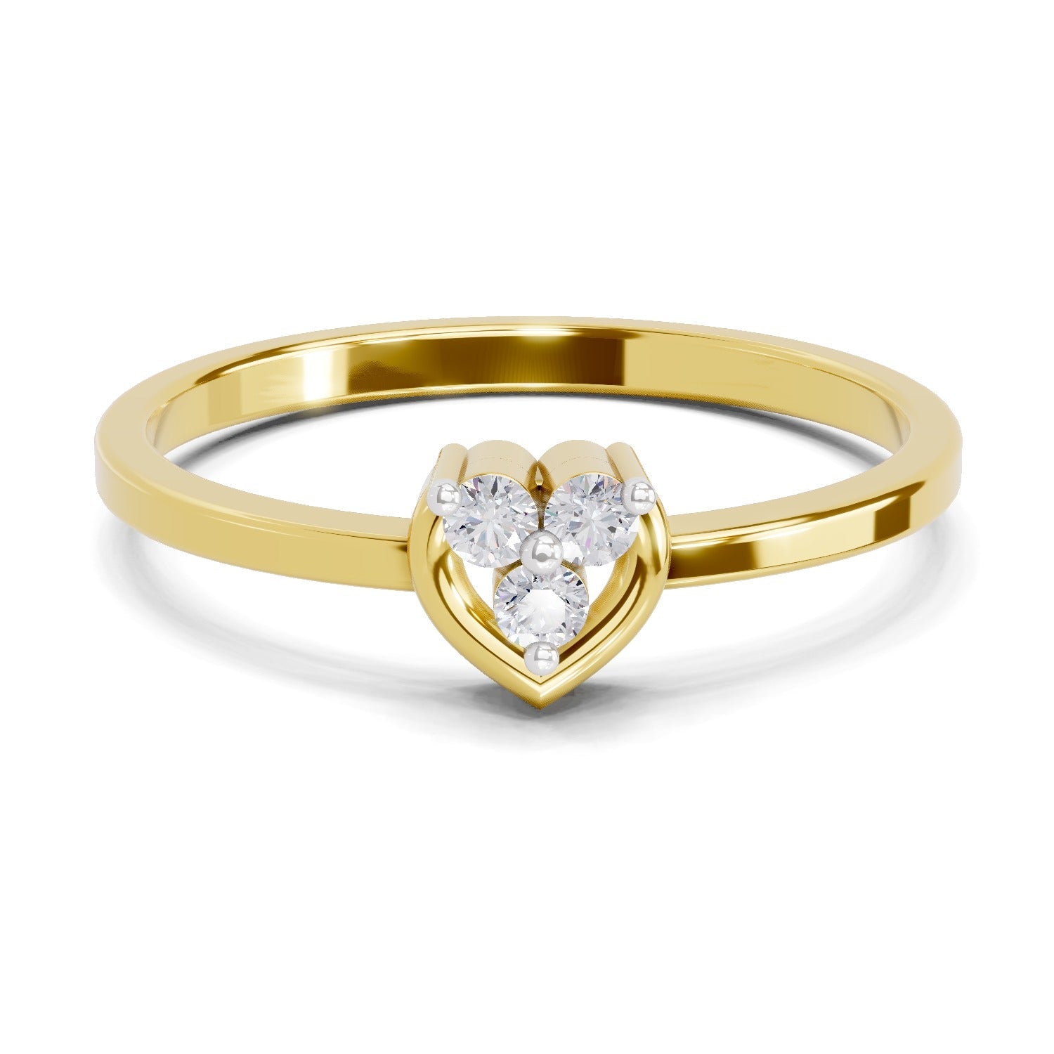 0.06 Ct Round Shape | 925 Sterling Silver Gold Plated 3 Stone Ring