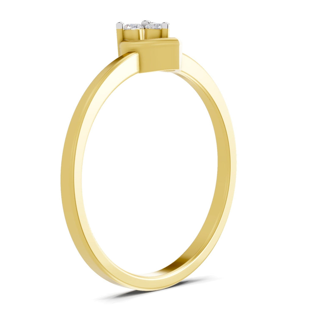0.06 Ct Round Shape | 925 Sterling Silver Gold Plated 3 Stone Ring