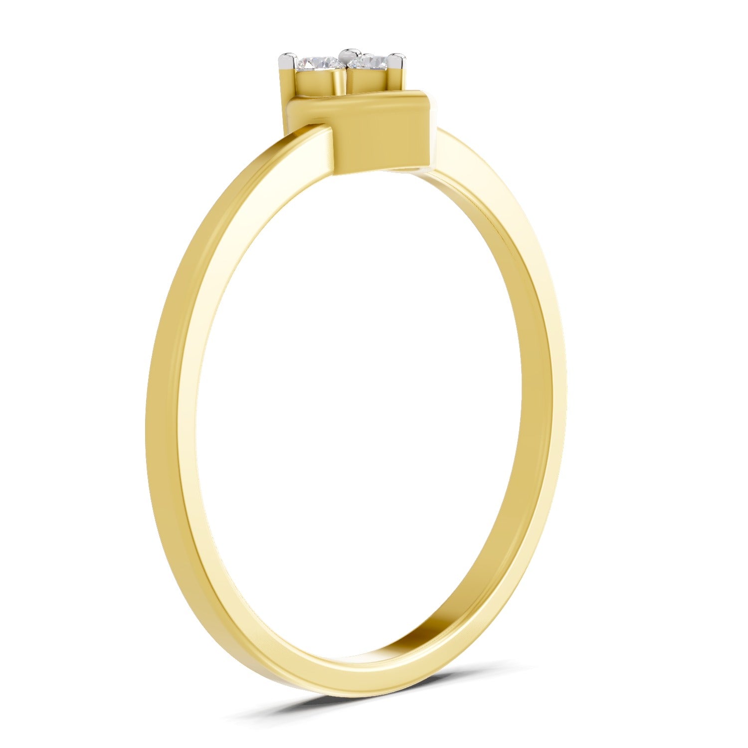 0.06 Ct Round Shape | 925 Sterling Silver Gold Plated 3 Stone Ring