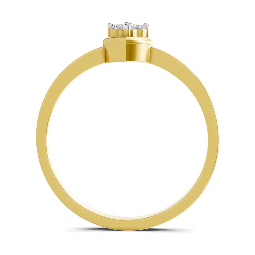 0.06 Ct Round Shape | 925 Sterling Silver Gold Plated 3 Stone Ring