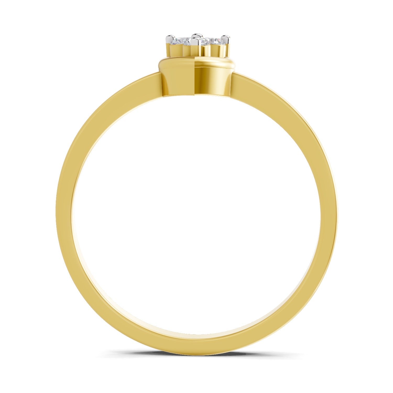 0.06 Ct Round Shape | 925 Sterling Silver Gold Plated 3 Stone Ring