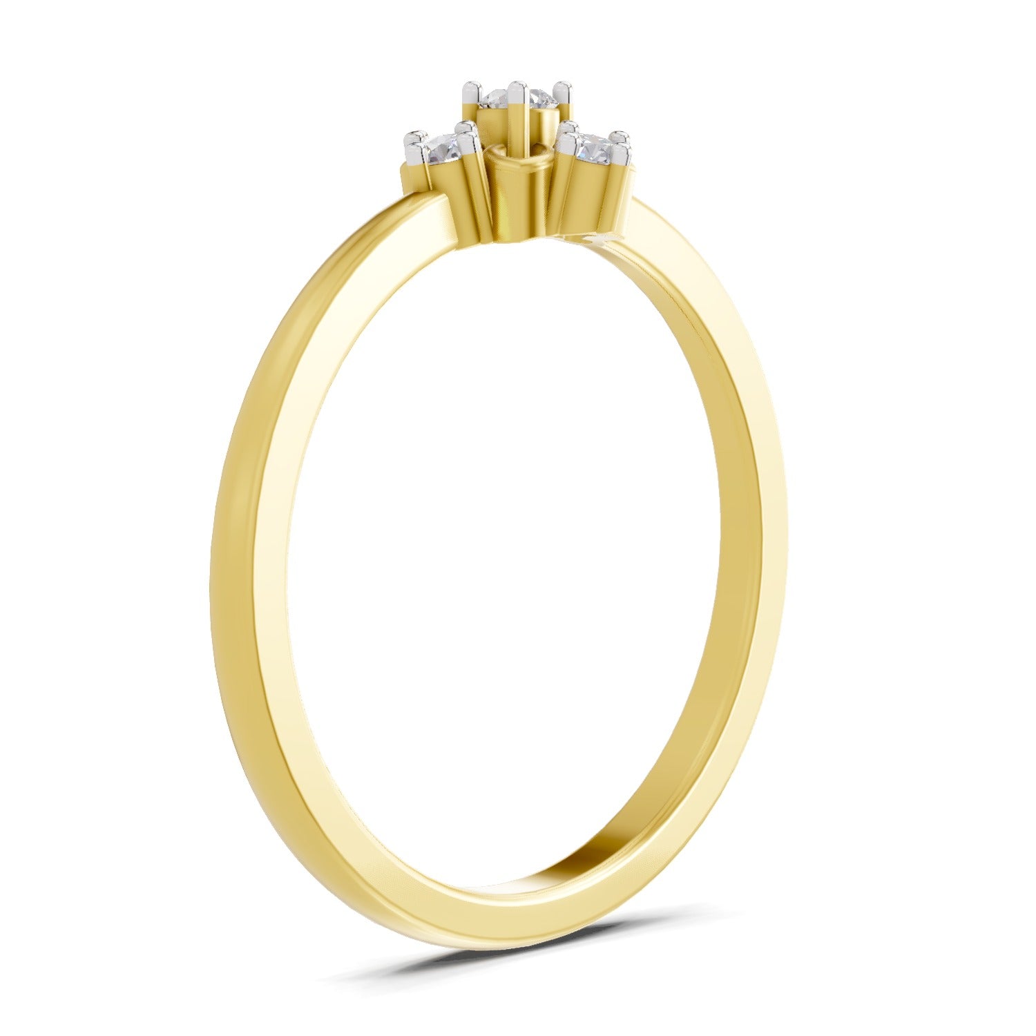 0.1 Ct Round Shape | 925 Sterling Silver Gold Plated Floral Ring