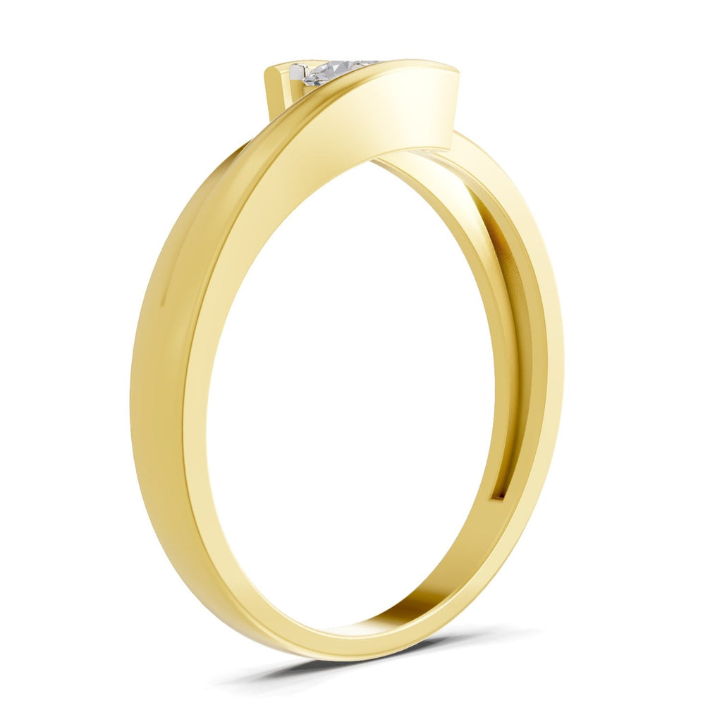 0.26 Ct Round Shape | 925 Sterling Silver Gold Plated Solitaire Ring