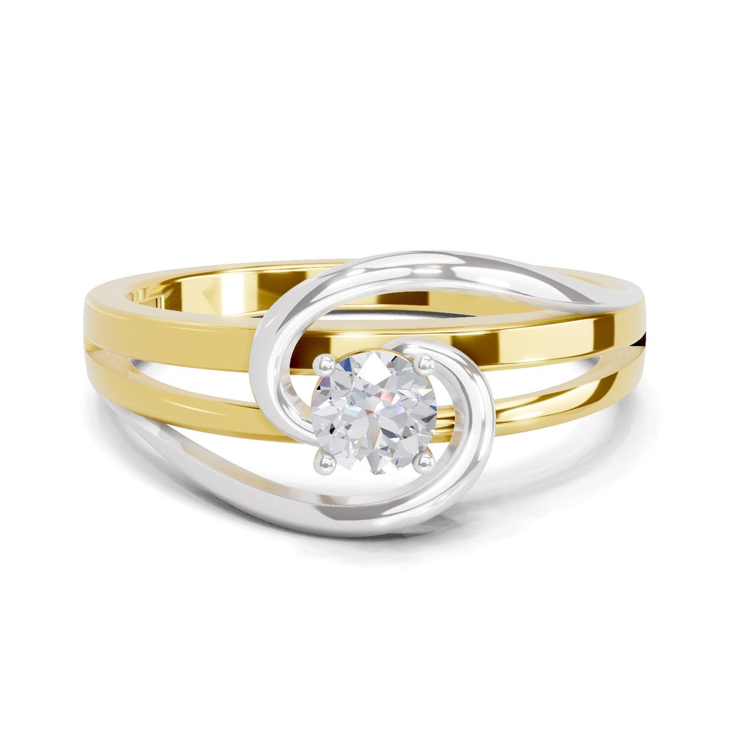 0.25 Ct Round Shape | 925 Sterling Silver Gold Plated Solitaire Ring