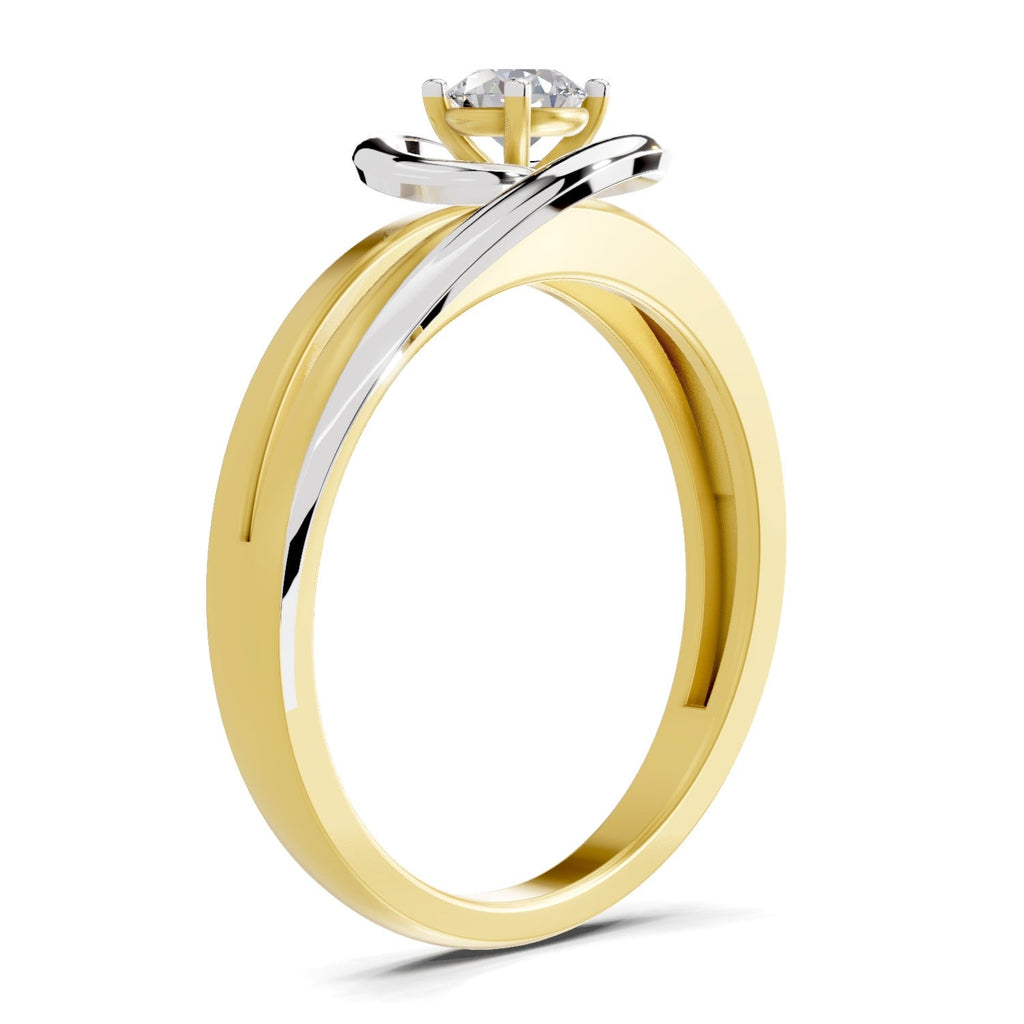 0.25 Ct Round Shape | 925 Sterling Silver Gold Plated Solitaire Ring