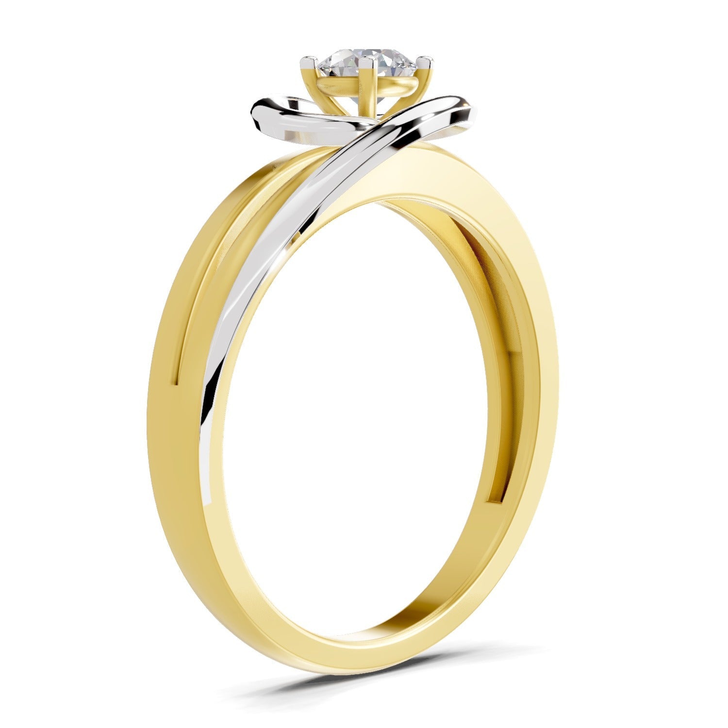 0.25 Ct Round Shape | 925 Sterling Silver Gold Plated Solitaire Ring