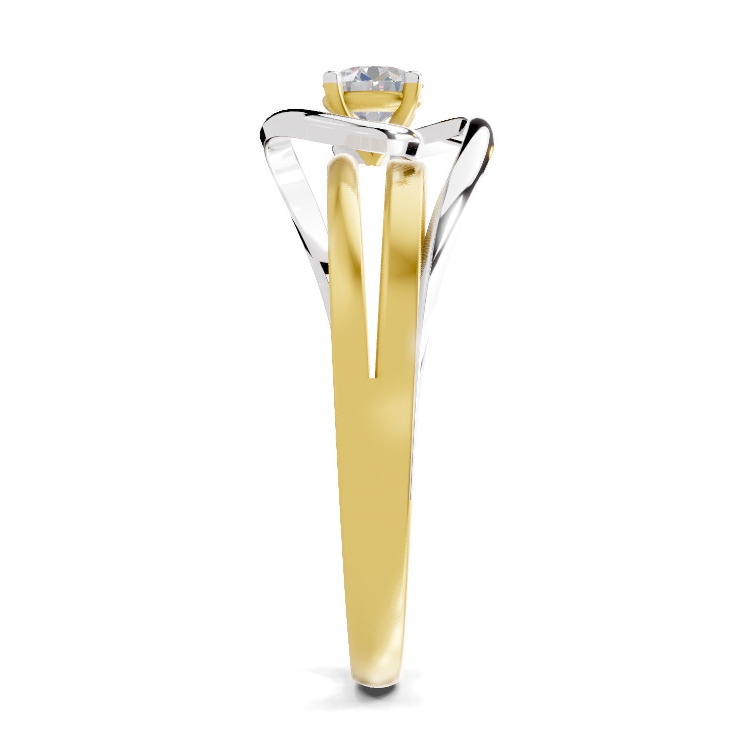 0.25 Ct Round Shape | 925 Sterling Silver Gold Plated Solitaire Ring