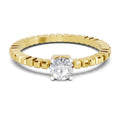 0.32 Ct Round Shape | 925 Sterling Silver Gold Plated Solitaire Ring